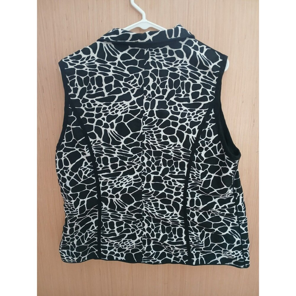 Women's Cow Print Vest Zip Up Front Pockets Collared - Picture 5 of 7